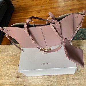 Brand New polène Cyme Mini Lilac Textured Leather